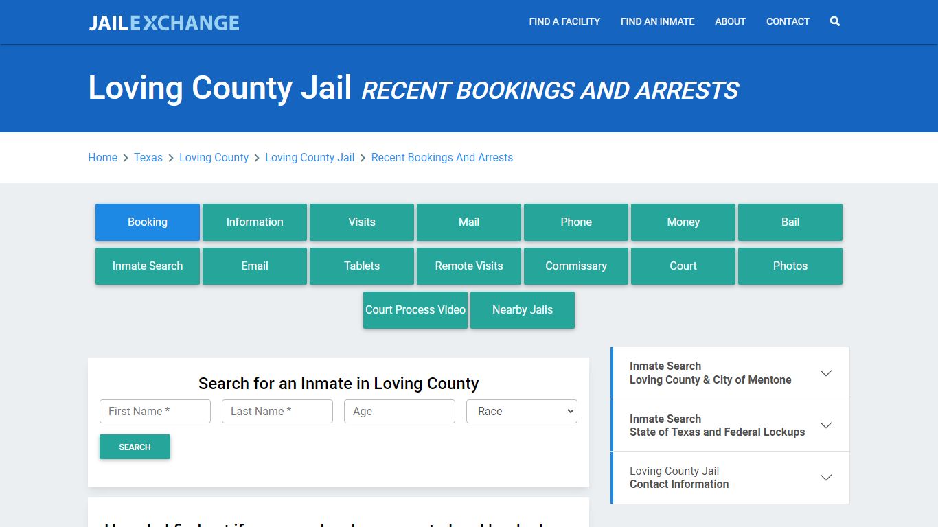 Loving County Jail Recent Bookings And Arrests - Jail Exchange