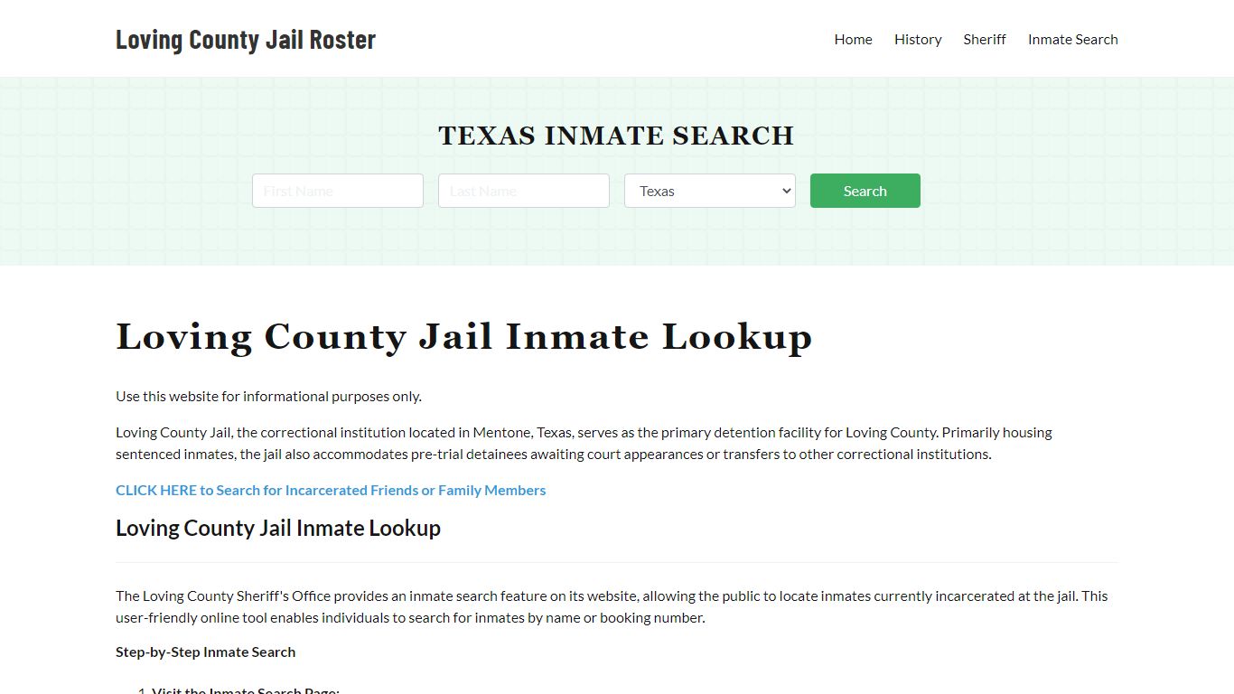 Loving County Jail Roster Lookup, TX, Inmate Search