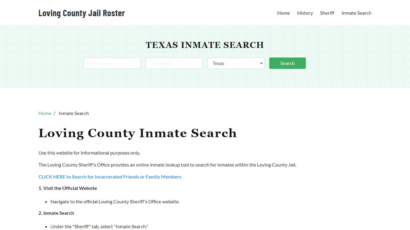 Loving County, TX Detainee Lookup