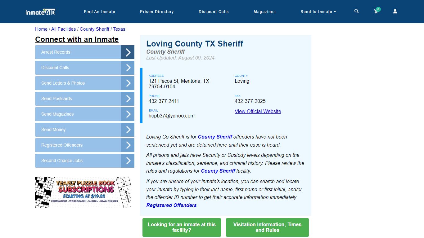 Loving County TX Sheriff & Arrest Search - InmateAid